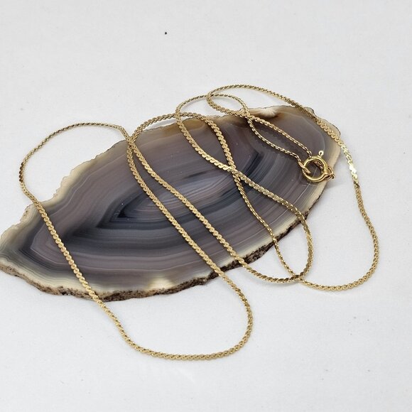 Shiny 14K Yellow Gold Flat Chain 20" 2.9 Grams - Picture 4 of 12